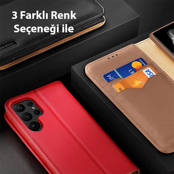 Dux Ducis SM Galaxy S23 Ultra Kılıf Mıknatıslı Cüzdanlı Deri Kılıf Hivo Series-(5775)