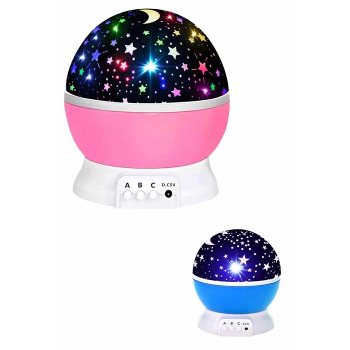 Renkli Yıldızlı Gökyüzü Projeksiyon Gece Lambası Pilli ve USB Kablolu