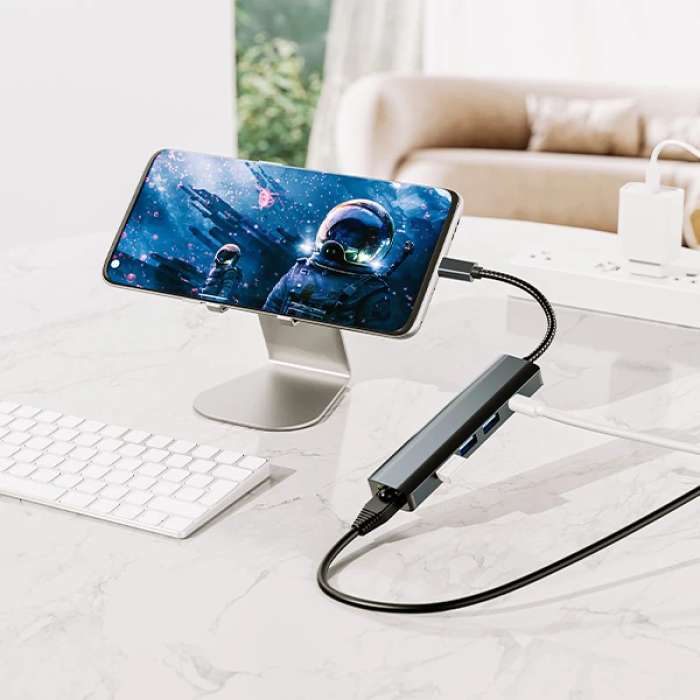 ALLY BYL-2302 5 IN 1 Type-c To USB + Type-c + Ethernet Dönüştürücü Çoğaltıcı Hub-(5775)