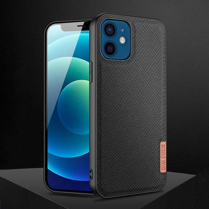 Dux Ducis Fino Serisi iPhone 12 -12 Pro 6.1inç Kılıf Premium Dokuma Silikon Kılıf-(5775)