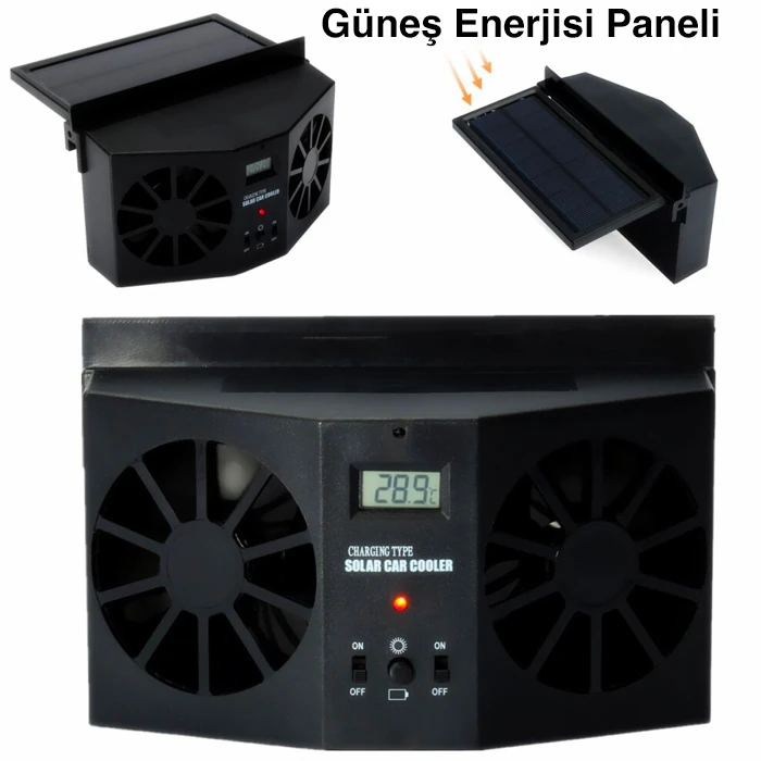 Ally R-8032 Güneş Enerjili Çift Fanlı Solar Oto Araç Havalandırma-(5775)