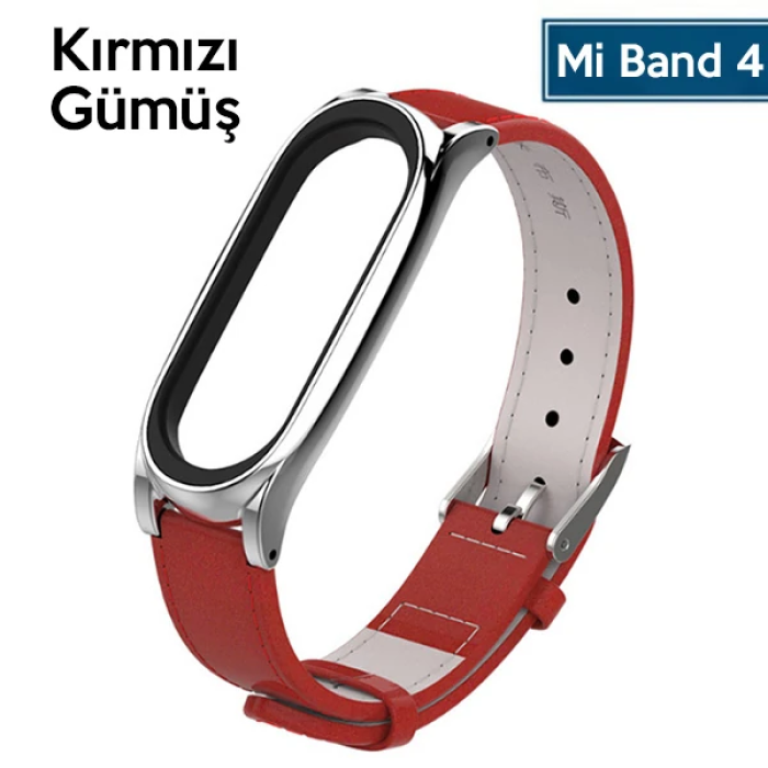 Mijobs Xiaomi Mi Band 5-4  Pu Deri Kayış Kordon-(5775)