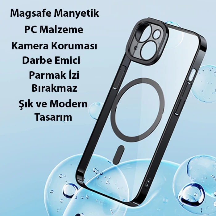 Baseus Glitter iPhone 14 Plus 6.7 Magsafe Silikon Kılıf + Tempered Ekran Koruyucu Set-(5775)