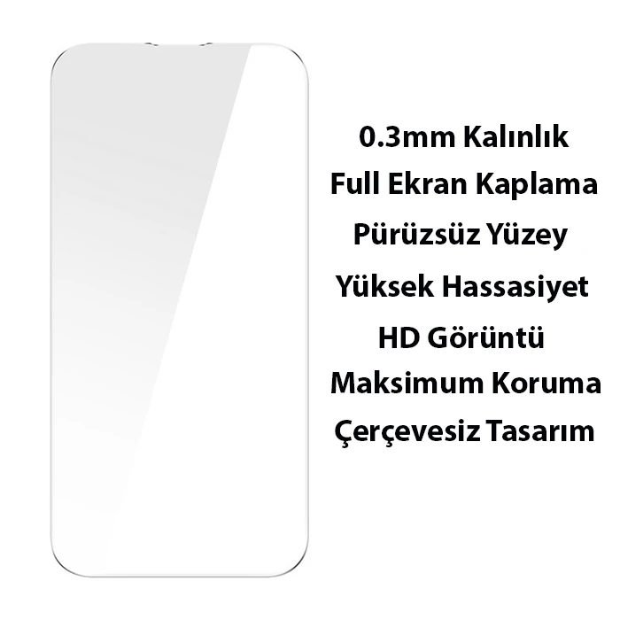 Baseus Glitter iPhone 14 Plus 6.7 Renkli Kenar Silikon Kılıf + Tempered Ekran Koruyucu Set-(5775)