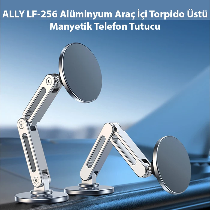 ALLY LF-256 Alüminyum Araç İçi Torpido Üstü Manyetik Telefon Tutucu-(5775)