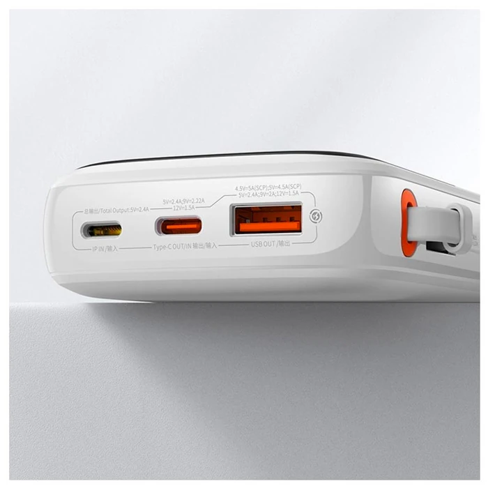 Baseus Qpow Pro Dijital Göstergeli 10000mAh 20W Hızlı Şarj Powerbank iPhone Lightning Kablolu-(5775)