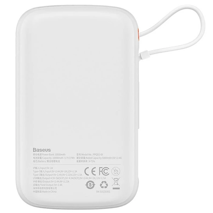 Baseus Qpow Pro Dijital Göstergeli 10000mAh 20W Hızlı Şarj Powerbank iPhone Lightning Kablolu-(5775)