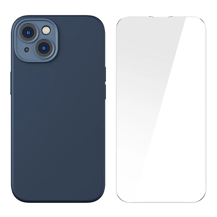 Baseus Liquid Silica Gel iPhone 14 6.1 Magsafe Silikon Kılıf + Tempered Ekran Koruyucu Set-(5775)