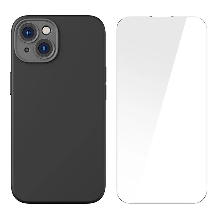 Baseus Liquid Silica Gel iPhone 14 6.1 Magsafe Silikon Kılıf + Tempered Ekran Koruyucu Set-(5775)
