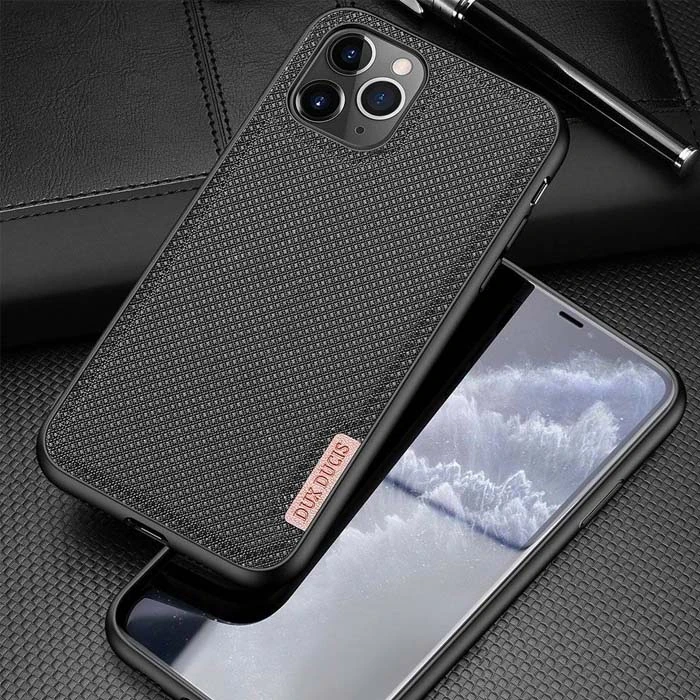 Dux Ducis Fino Serisi iPhone 11 Pro Max Kılıf Premium Dokuma Silikon Kılıf-(5775)