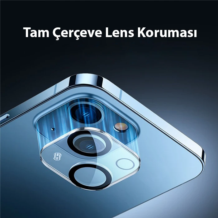 Baseus iPhone 14-14 Plus ile Uyumlu 0.3mm Full Tempered Kamera Lens Koruma Camı 2 Adet Set-(5775)