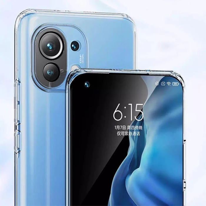 GOR Xiaomi Mi 11 Kılıf Kamera Korumalı Şeffaf Silikon Kılıf-(5775)