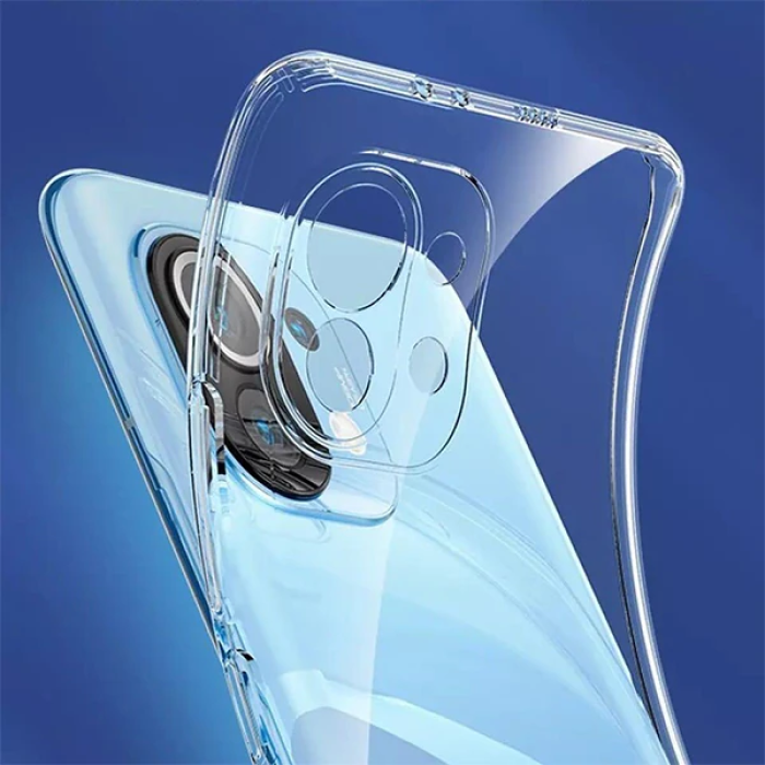 GOR Xiaomi Mi 11 Kılıf Kamera Korumalı Şeffaf Silikon Kılıf-(5775)