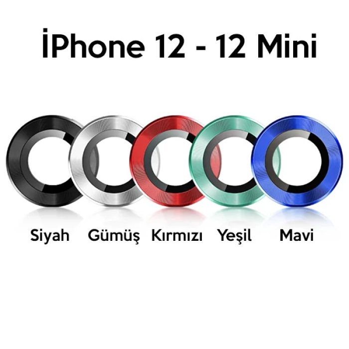 USAMS İPhone 12 - 12 Mini 3D Metal Çerçeveli Kamera Lens Koruyucu-(5775)