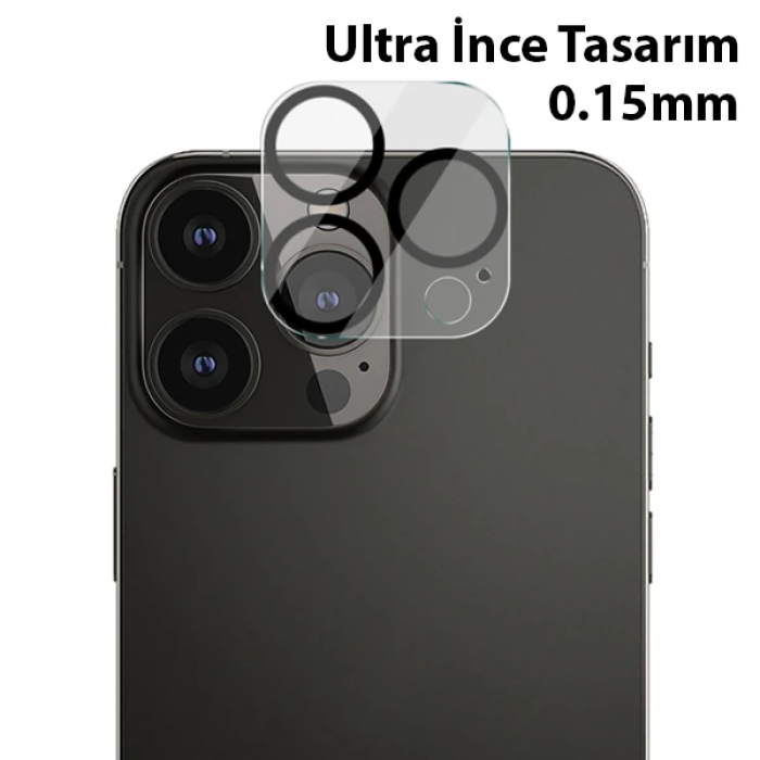 ALLY İPhone 13 Pro-13 Pro Max 3D Full Tempered Glass Cam Kamera Koruyucu-(5775)