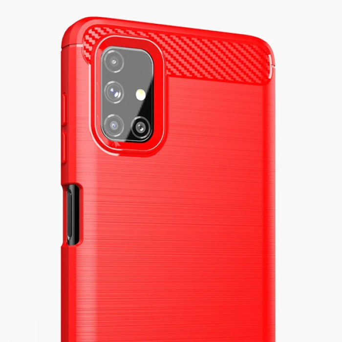 ALLY Samsung Galaxy M51 Brushed Carbon Fiber Silikon Kılıf-(5775)
