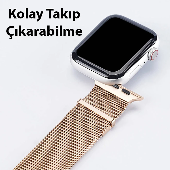 Dux Ducis Apple Watch 42/44/45MM için Milanese Premium Milano Loop Kayış Kordon-(5775)
