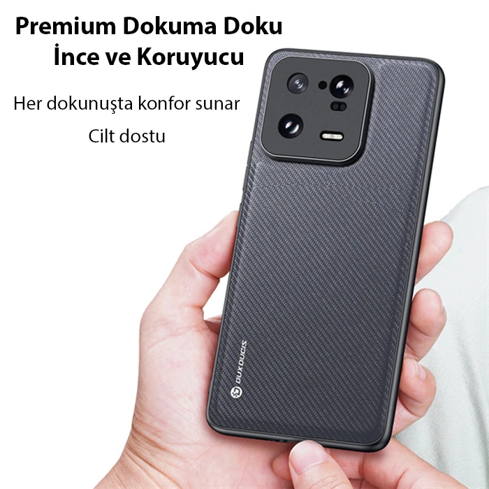 Dux Ducis Xiaomi 13 Pro Fino Serisi Premium Dokuma Silikon Kılıf-(5775)