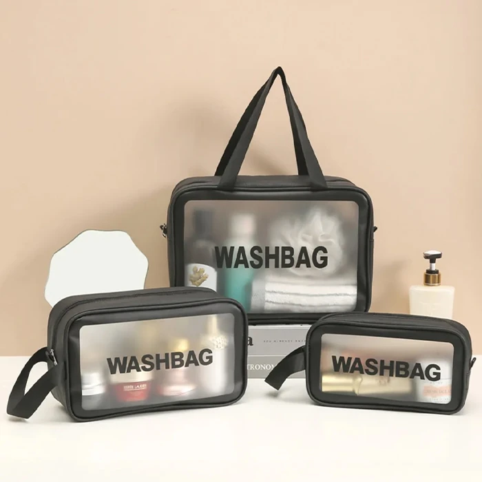 EZERE Su Geçirmez Premium Kalite Seyahat Makyaj Ve Kozmetik Çantası 3 Adet Set-(5775)