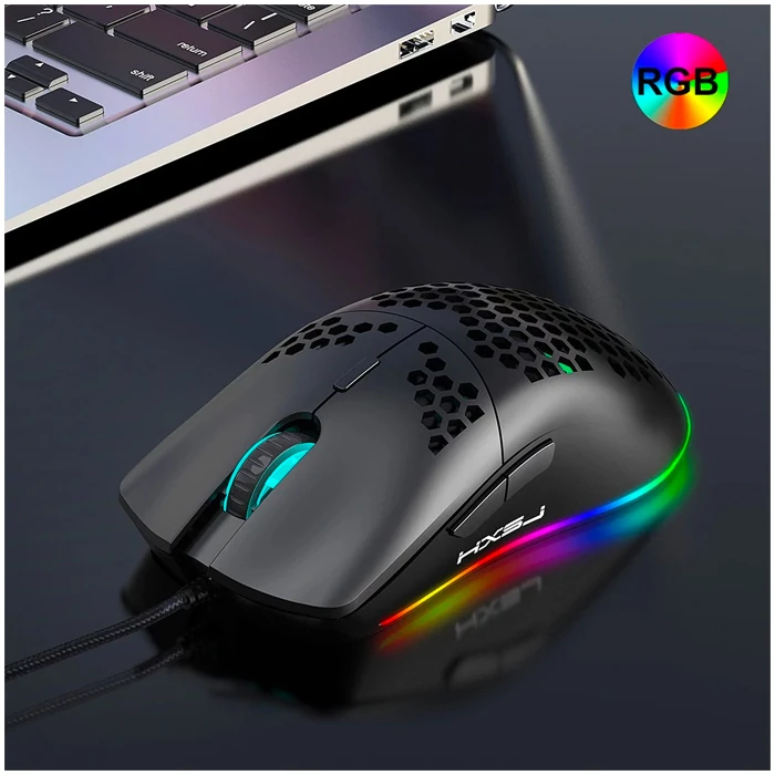 HXSJ J900 USB Kablolu RGB Dpi Oyuncu Mouse Gaming Mouse-(5775)