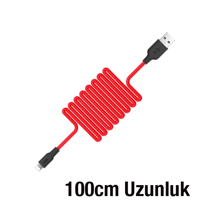 HOCO X21 USB to iPhone Lightning 2A Silikon Hızlı Şarj ve Data Kablosu-(5775)