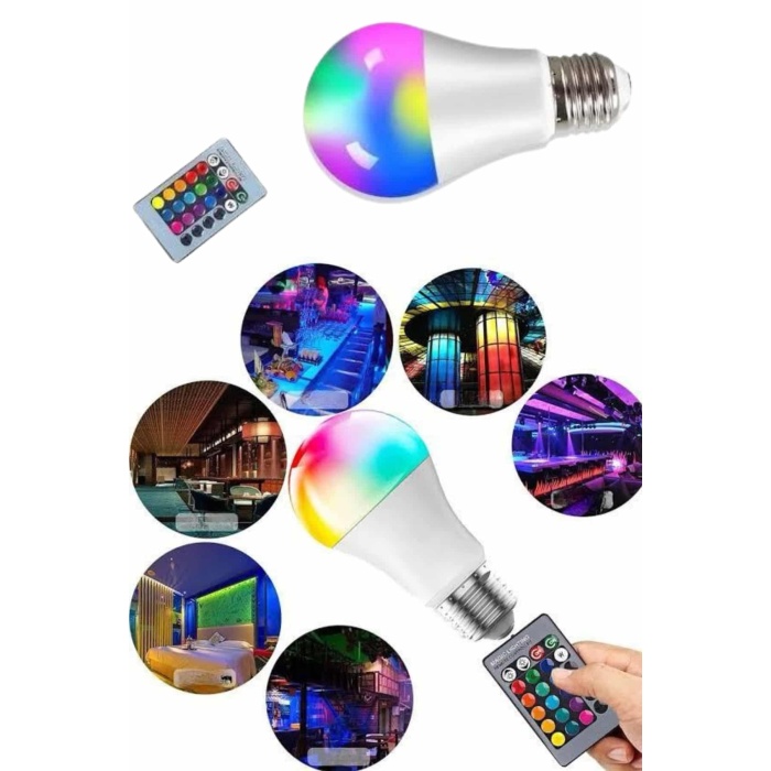Ayarlanabilir Parlaklık RGB Led Ampul Beyaz Lamba Ve Renkli Ampul