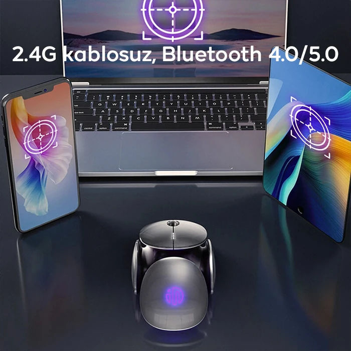 İNPHIC X2 Üç Modlu Oyun Faresi 800-2400DPI RGB Işık 2.4G /BT4.0/BT5.0 Sessiz-(5775)