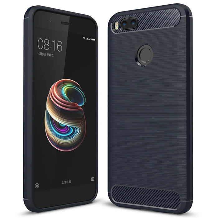 Xiaomi Mi 5x Dark Ultra Koruma Karbon Fiber Doku Silikon Kılıf-(5775)
