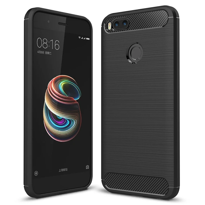 Xiaomi Mi 5x Dark Ultra Koruma Karbon Fiber Doku Silikon Kılıf-(5775)