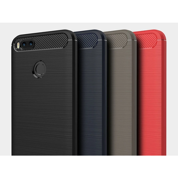 Xiaomi Mi 5x Dark Ultra Koruma Karbon Fiber Doku Silikon Kılıf-(5775)