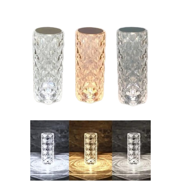 Masa ve Gece Lambası Şık ve Dayanıklı Sensörlü Şarjlı Kristal Lamba