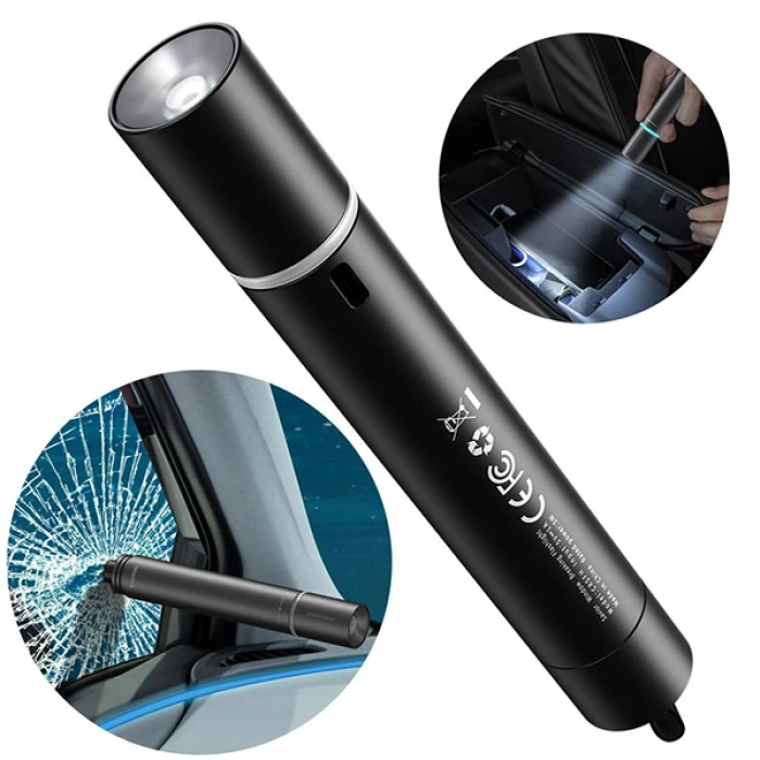 Baseus Savior Araç Pencere Camı Kırıcı ve Şarjlı Fener/Emergency Light-(5775)