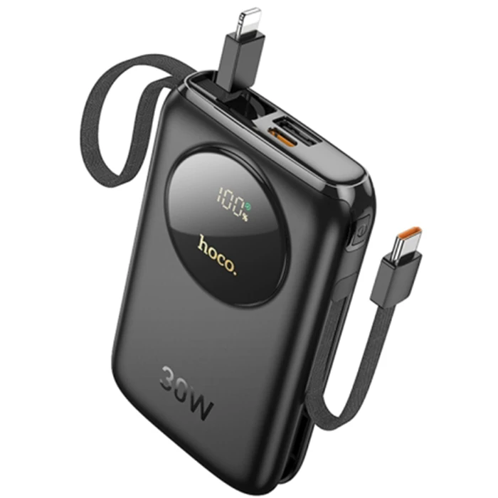 HOCO Q19 Lucky 10000mAh 30W Dijital Göstergeli Kablolu Powerbank-(5775)