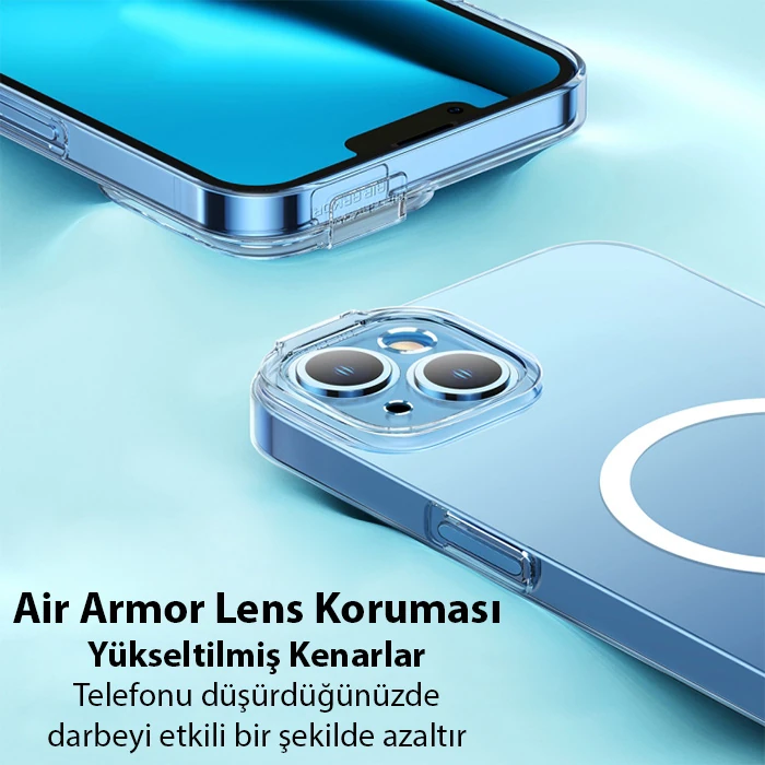Baseus Crystal iPhone 14 6.1 Magsafe Silikon Kılıf + Tempered Ekran Koruyucu Set-(5775)