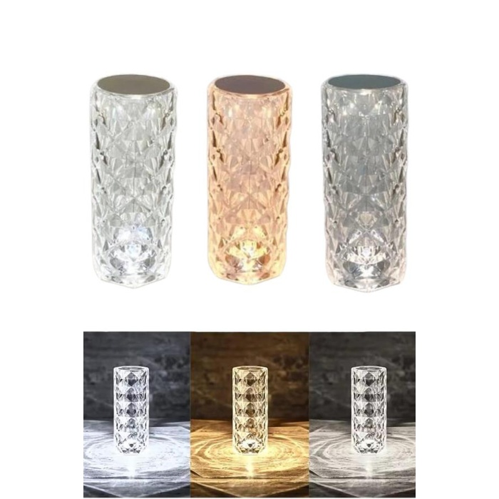 Masa ve Gece Lambası Şık ve Dayanıklı Sensörlü Şarjlı Kristal Lamba