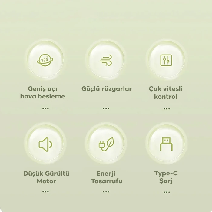 Ally S21 Şarjlı Fan Ergonomik Ev Ofis Sessiz Vantilatör-(5775)