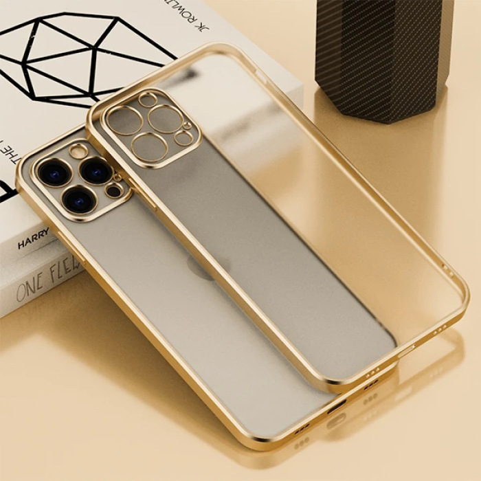 iPhone 13 Pro Max Renkli Kenar Şeffaf Kılıf Kamera Korumalı Silikon Kılıf-(5775)