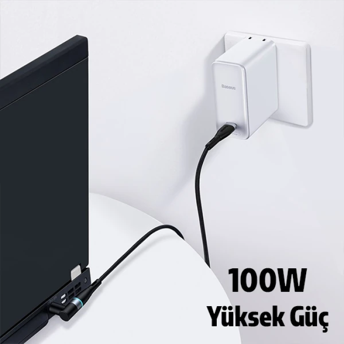 Baseus Zinc Manyetik Type-C to DC Round (79x55mm) Lenovo Laptop Şarj Kablosu 100W 2m-(5775)