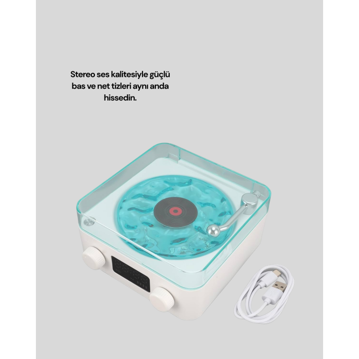 3-1 Kablosuz Bluetooth Hoparlör – Gece Lambalı Saatli Retro Tasarım