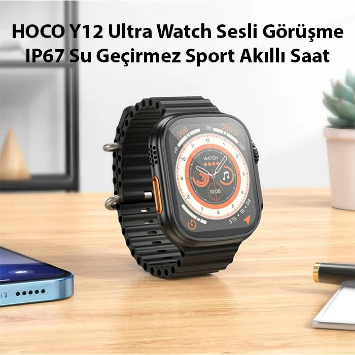 HOCO Y12 Ultra Watch Sesli Görüşme IP67 Su Geçirmez Sport Akıllı Saat-(5775)