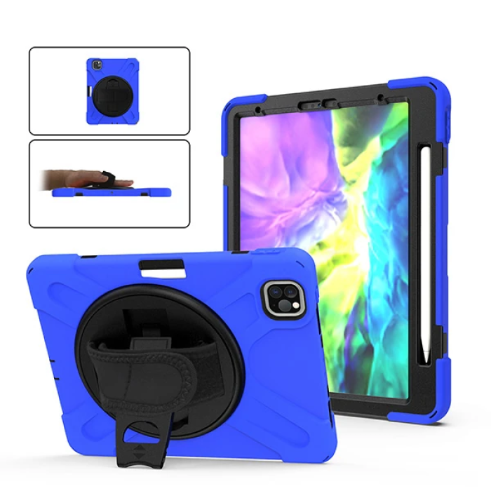 iPad Pro11 (2021-2020-2018) Kılıf Shockproof 3 Katmanlı Standlı Zırh Kılıf Kalem Yerli-(5775)