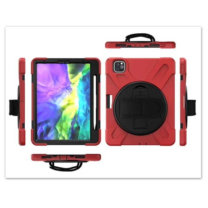 iPad Pro11 (2021-2020-2018) Kılıf Shockproof 3 Katmanlı Standlı Zırh Kılıf Kalem Yerli-(5775)