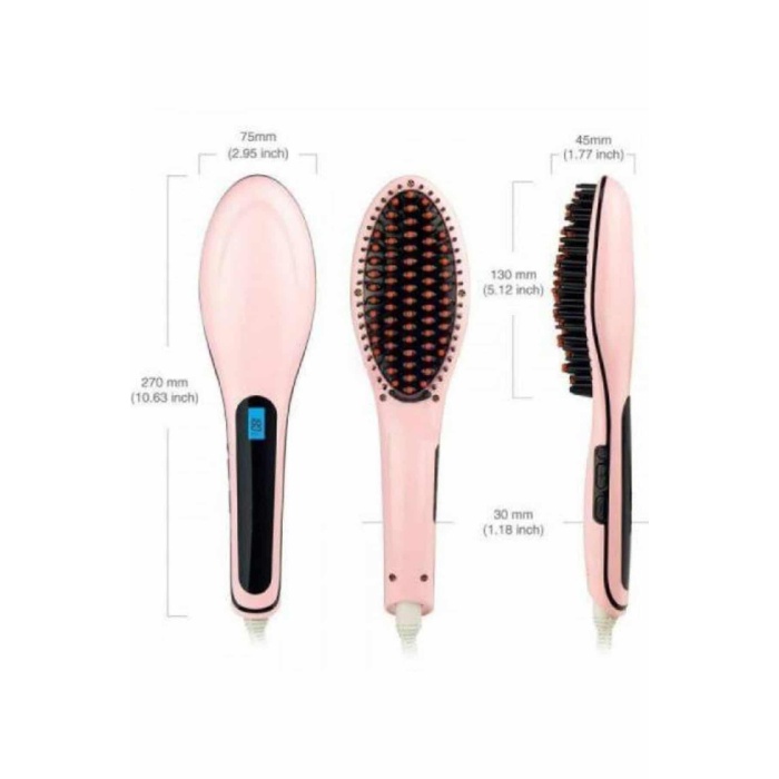 Elektrikli Saç Düzleştirici Tarak Saç Düzleştirici Fırça Sıkı Dişli Pembe
