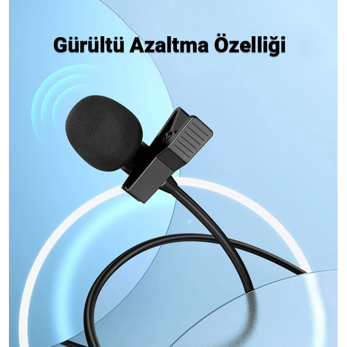 HOCO L14 iPhone Lightning Kablolu Profesyonel Yayıncı Yaka Mikrofonu 2mt-(5775)