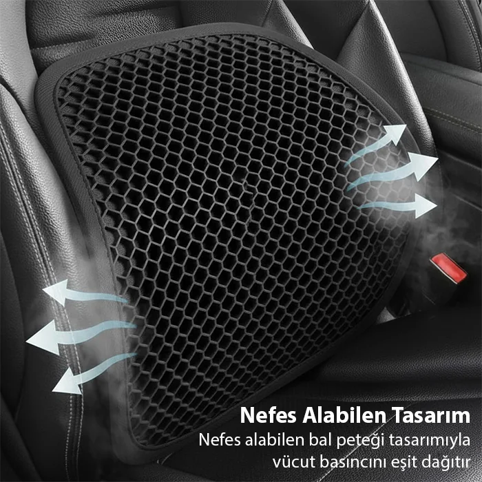 ALLY Jel Destekli Ortopedik Bel Sırt Minderi | Araç Ofis ve Ev Koltukları İçin Ergonomik Bel Sırt Destek Minderi-(5775)