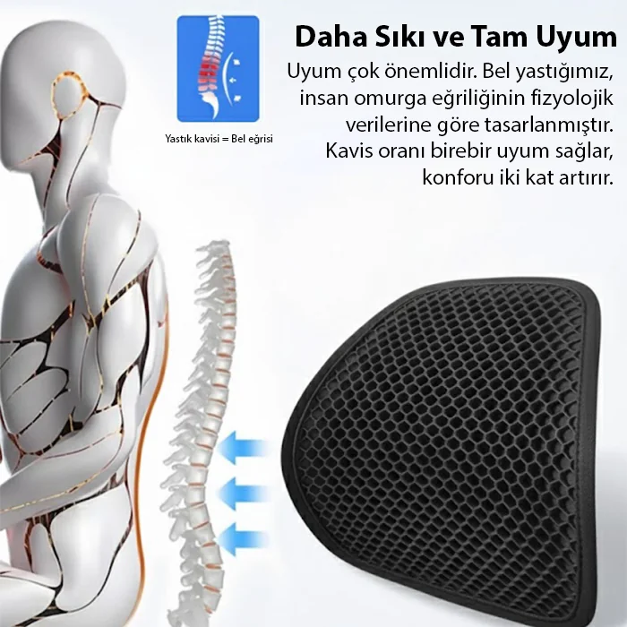 ALLY Jel Destekli Ortopedik Bel Sırt Minderi | Araç Ofis ve Ev Koltukları İçin Ergonomik Bel Sırt Destek Minderi-(5775)