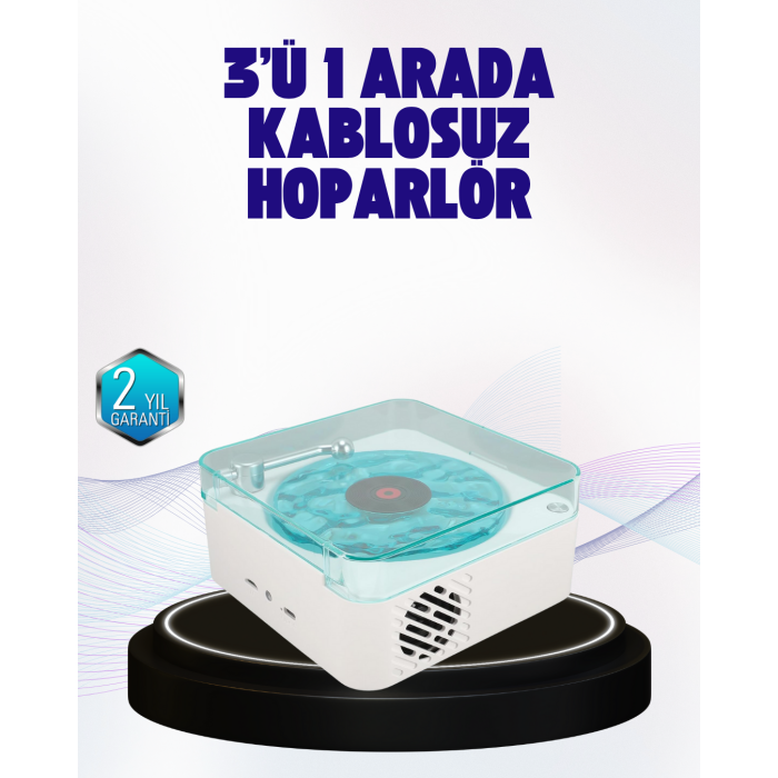 Dekoratif Gece Işıklı Bluetooth Hoparlör – Zaman ve Pil Ekranlı