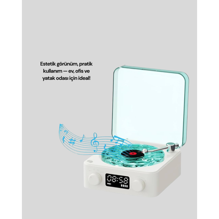 Dekoratif Gece Işıklı Bluetooth Hoparlör – Zaman ve Pil Ekranlı