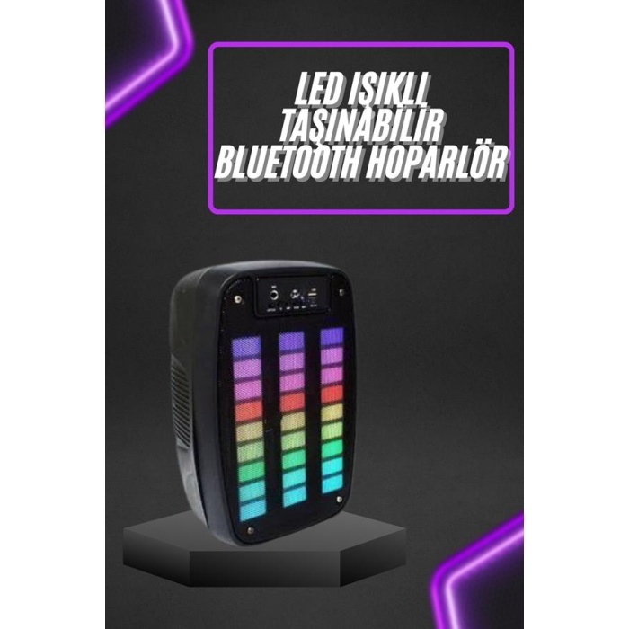 Taşınabilir 6.5 inç LED Bluetooth Kareoke Hoparlör RGB Işıklı Radyolu