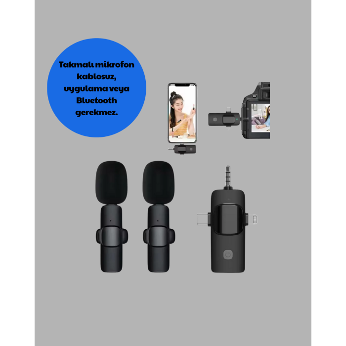 Kablosuz Mikrofon - Telefon ve Bilgisayar Uyumlu